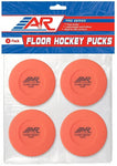 A&R Sports Floor Hockey Pucks Orange (Pack of 4)
