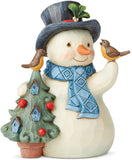 Enesco Jim Shore Heartwood Creek Snowman with Tree and Birds Pint-Size Figurine