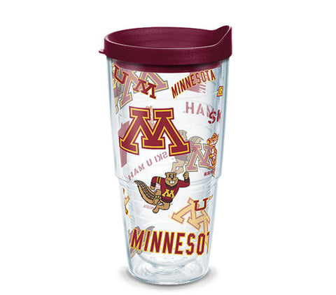Tervis College All Over Insulated Tumbler with Wrap and Lid, 24oz, Clear
